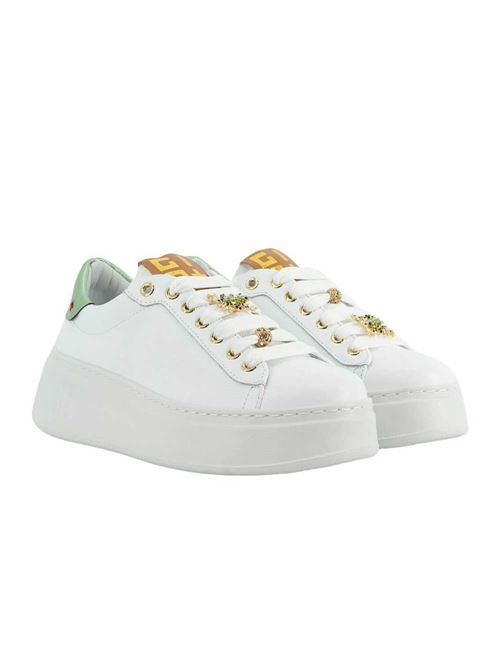 Sneaker combi mini tarta con charm rana con strass sui lacci Gio+ GIO + | PIA150A-BIANCA